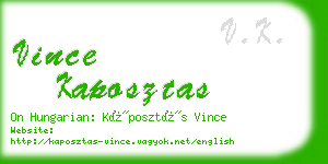 vince kaposztas business card